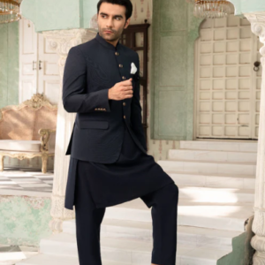 Navy Blue Prince Coat Men